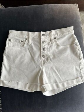 J Crew white denim button fly shorts